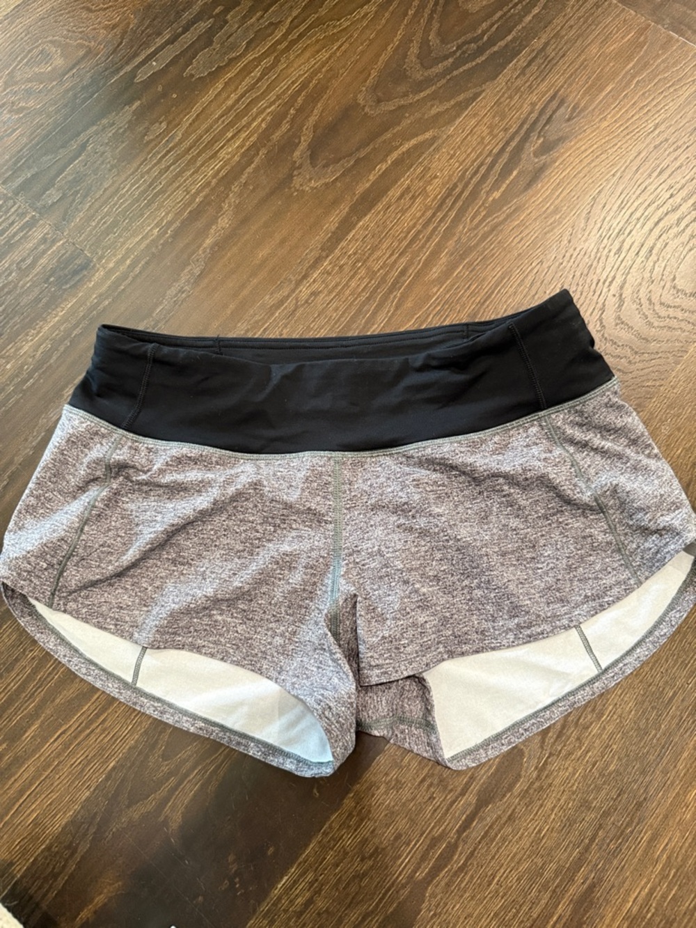 lululemon athletica Heather Gray Running Shorts with Black Waistband